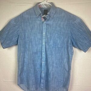 Tailorbyrd 100% Cotton Short Sleeve Button Down Shirt Blue Men’s XL